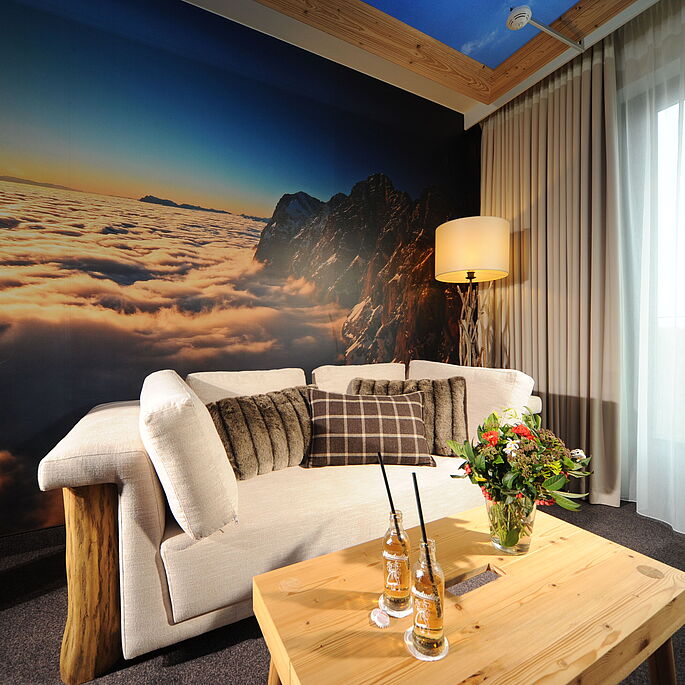 Themenzimmer Gipfelglück Bett